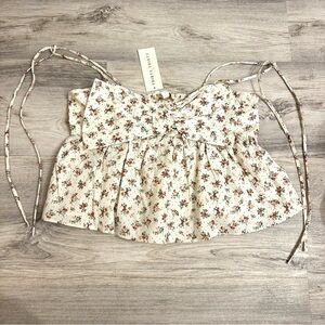 NEW❗️Floral Bow Blouse Crop Top with shoulder ties size medium